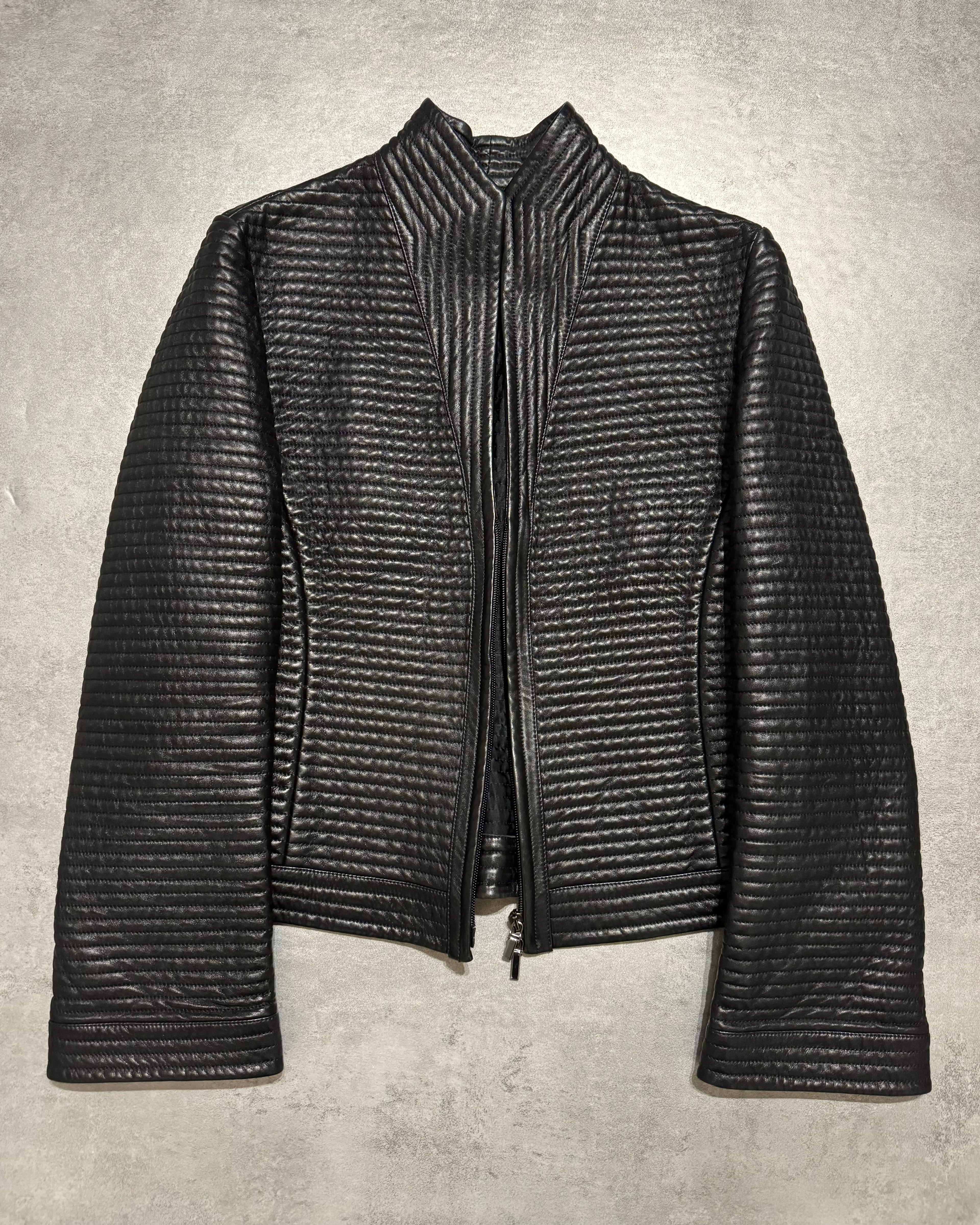 AW2002 Armani Collezioni Black Radiant Leather Sophisticated