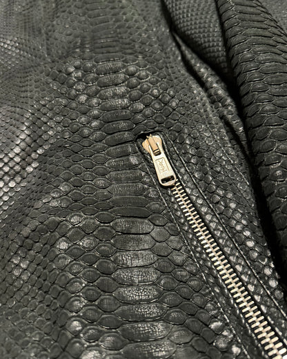 2010s Yves Saint Laurent Black Snakeskin Python Avant-Garde Leather Jacket (M/L) - 13