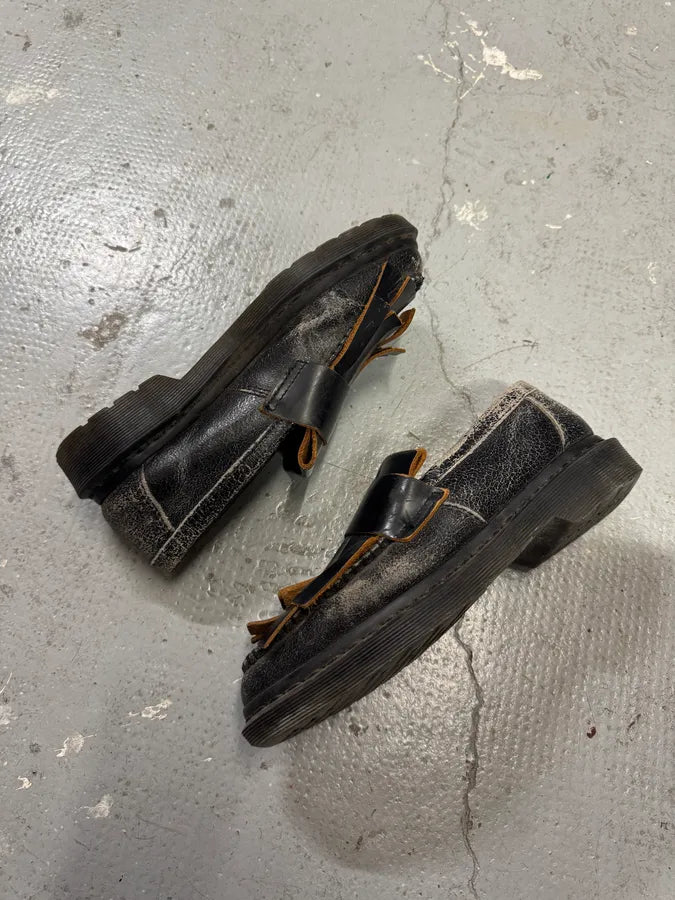 Marni x Dr Martens Black Leather Distressed Loafers xdaQuLv 2