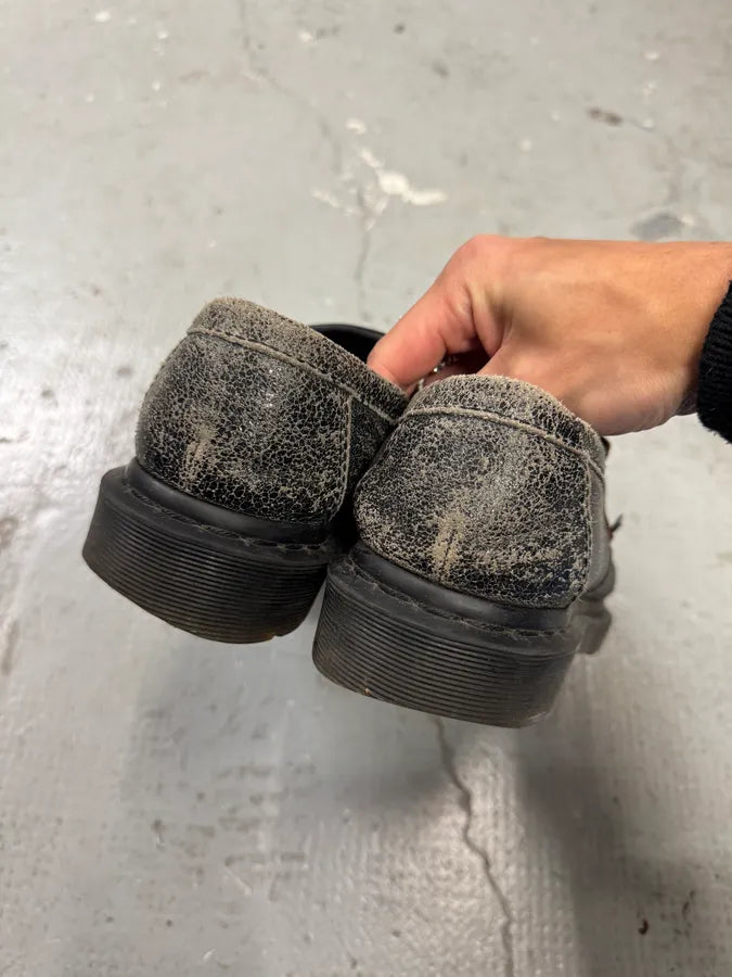 Marni x Dr Martens Black Leather Distressed Loafers xdaQuLv 4