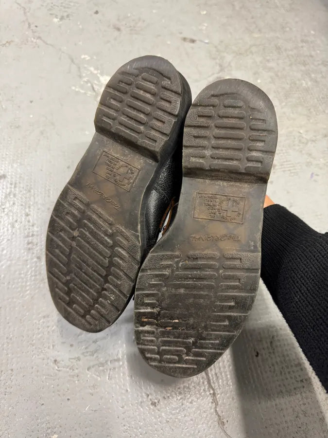 Marni x Dr Martens Black Leather Distressed Loafers xdaQuLv 5
