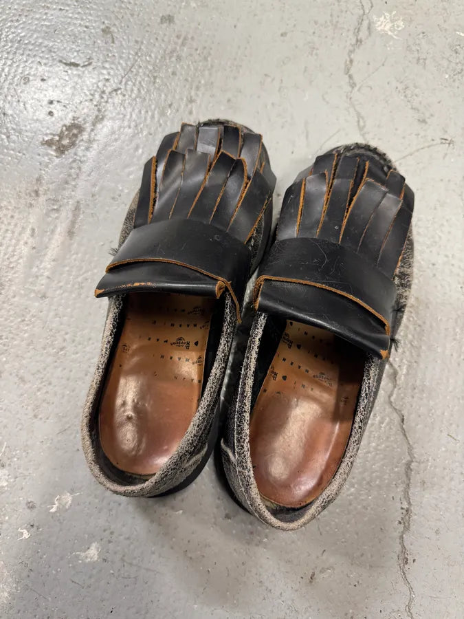 Marni x Dr Martens Black Leather Distressed Loafers xdaQuLv 6