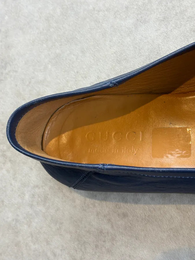 2010s Gucci Brixton Blue Leather Loafers hnYlDId 7