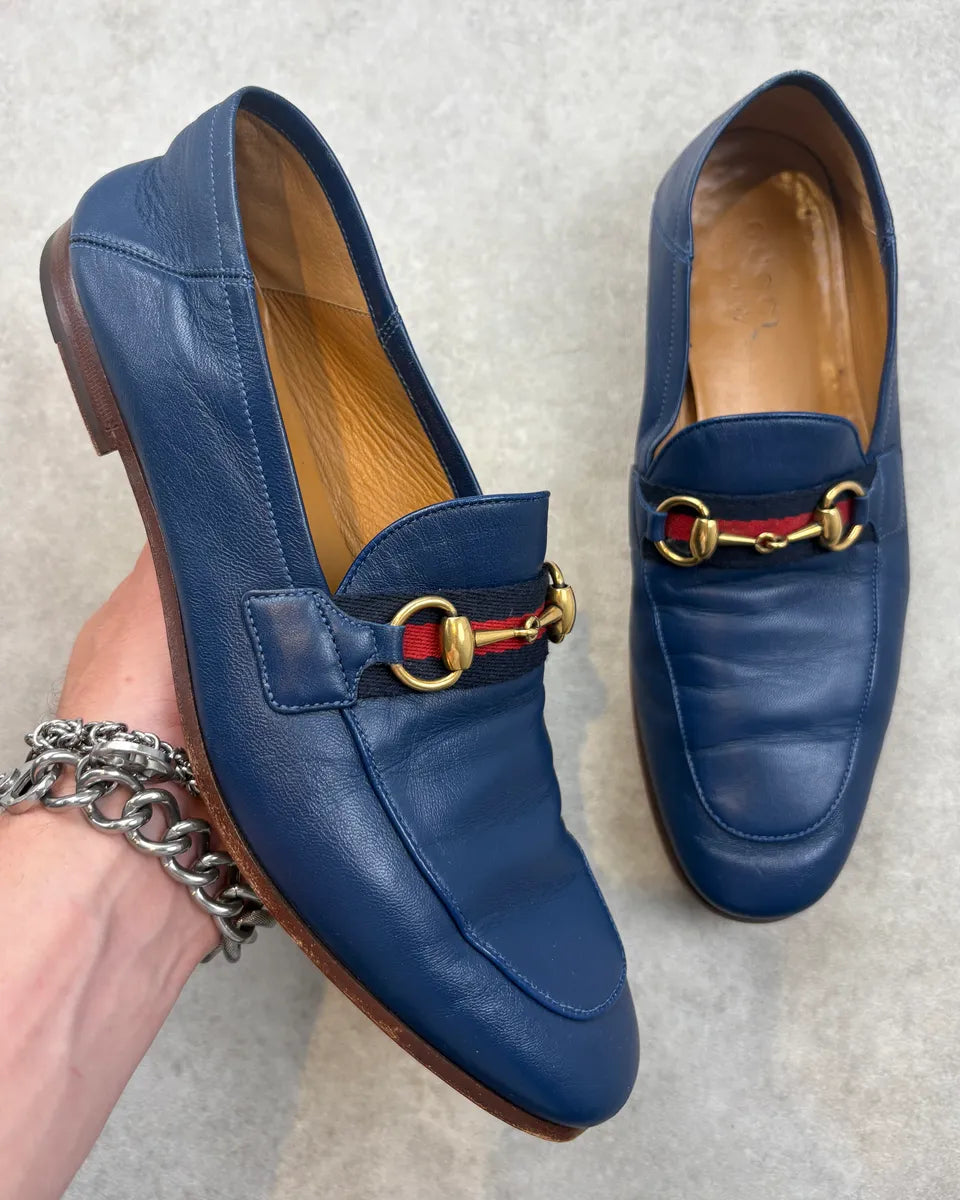 2010s Gucci Brixton Blue Leather Loafers hnYlDId 0