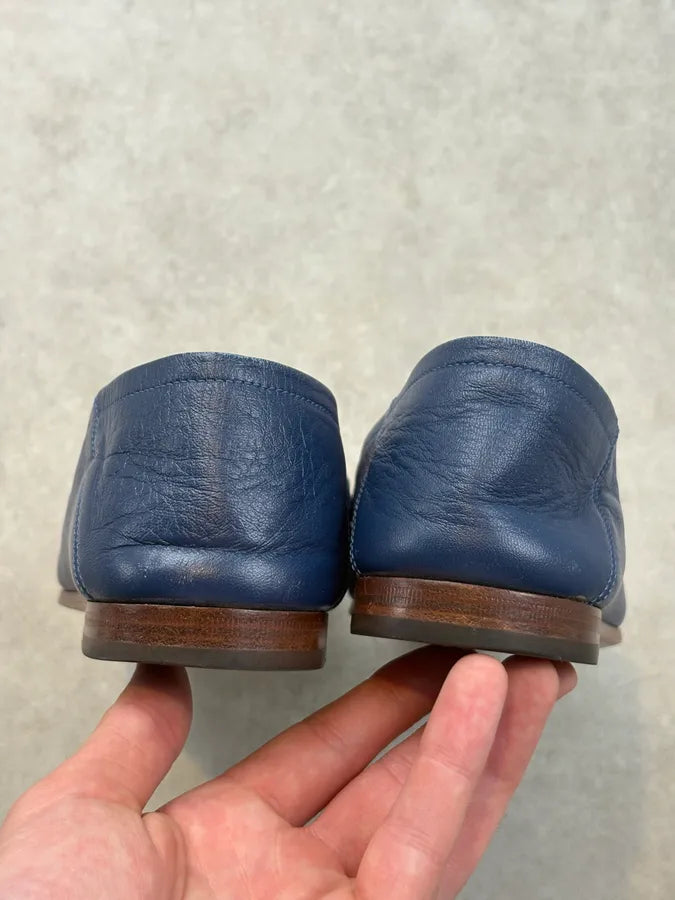2010s Gucci Brixton Blue Leather Loafers hnYlDId 5