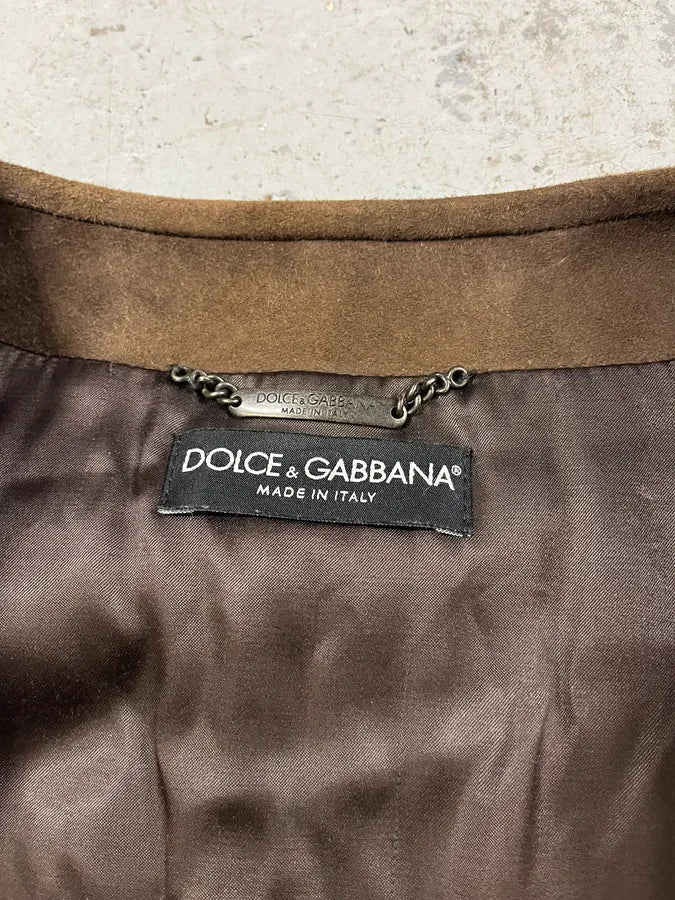Dolce & Gabbana Brown Suede Simple Jacket fRKhQyw 6