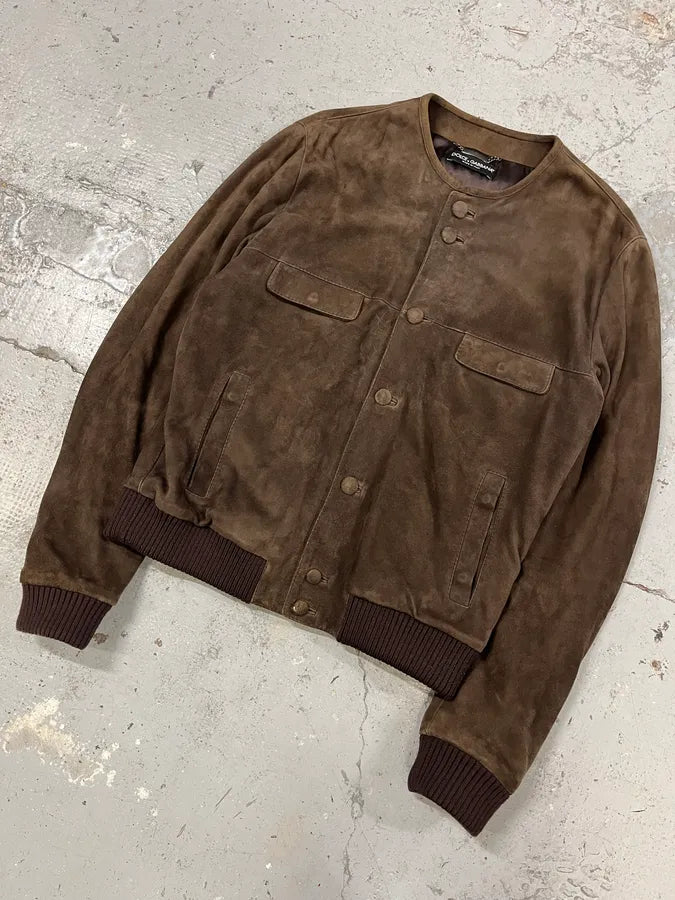 Dolce & Gabbana Brown Suede Simple Jacket fRKhQyw 4