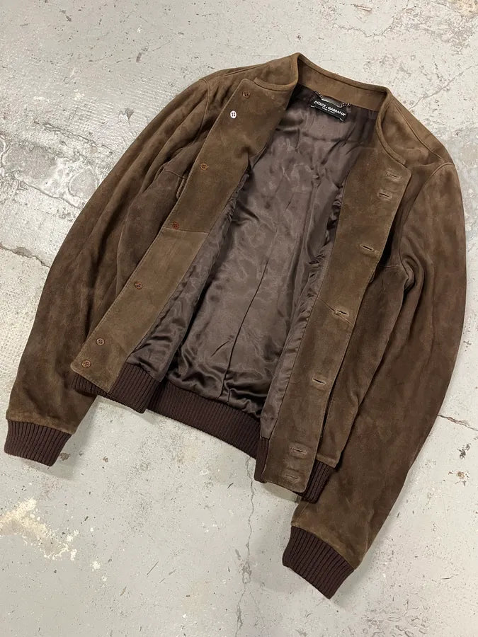 Dolce & Gabbana Brown Suede Simple Jacket fRKhQyw 5