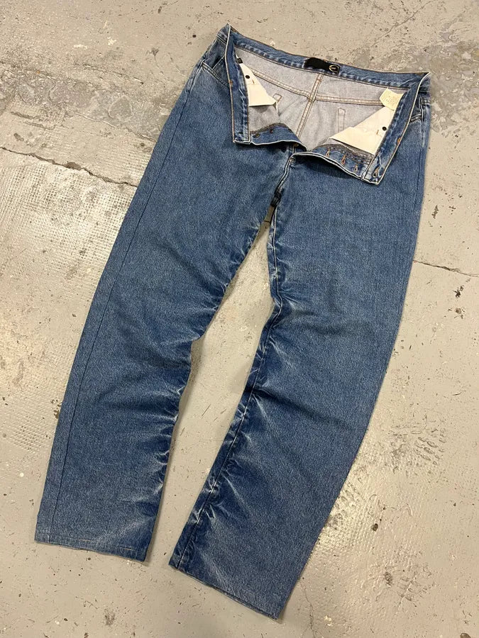 2000s Cavalli Blue Denim Faded Jeans uZXJSVs 5