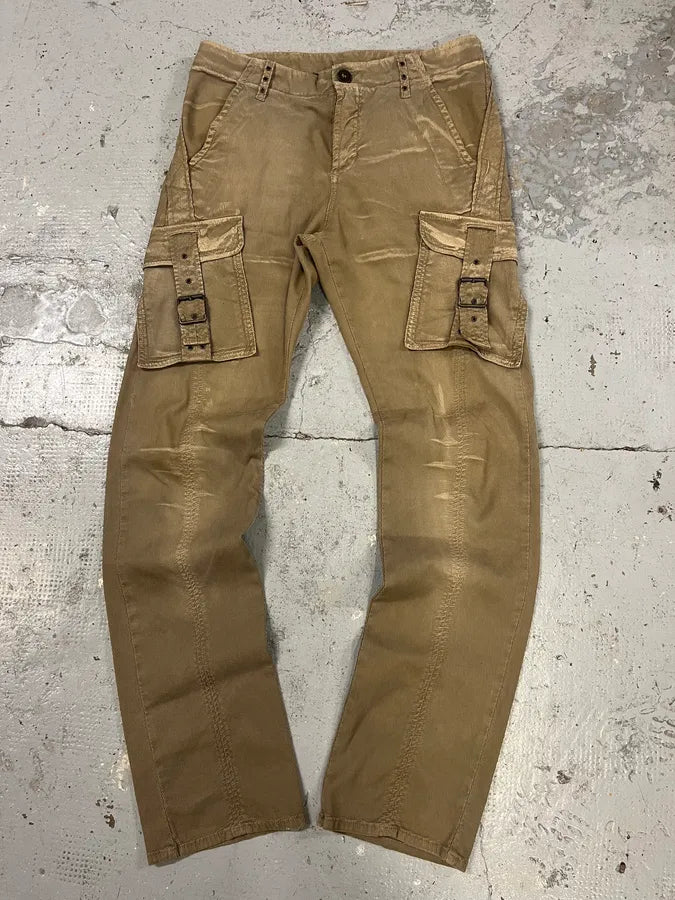 AW2005 Cavalli Cargo Strapped Beige Pants vVAdPKX 0