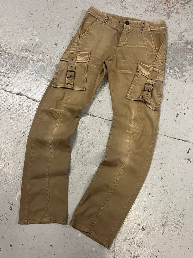 AW2005 Cavalli Cargo Strapped Beige Pants vVAdPKX 4