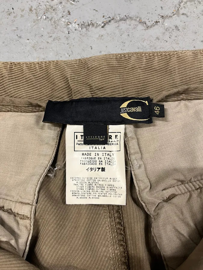 AW2005 Cavalli Cargo Strapped Beige Pants vVAdPKX 8