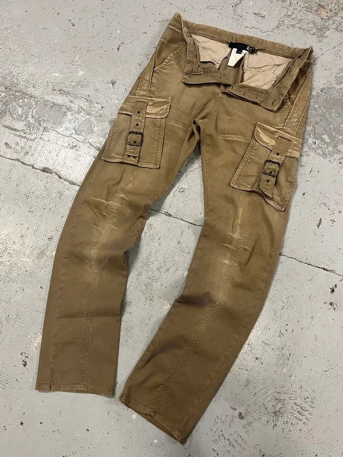 AW2005 Cavalli Cargo Strapped Beige Pants vVAdPKX 5
