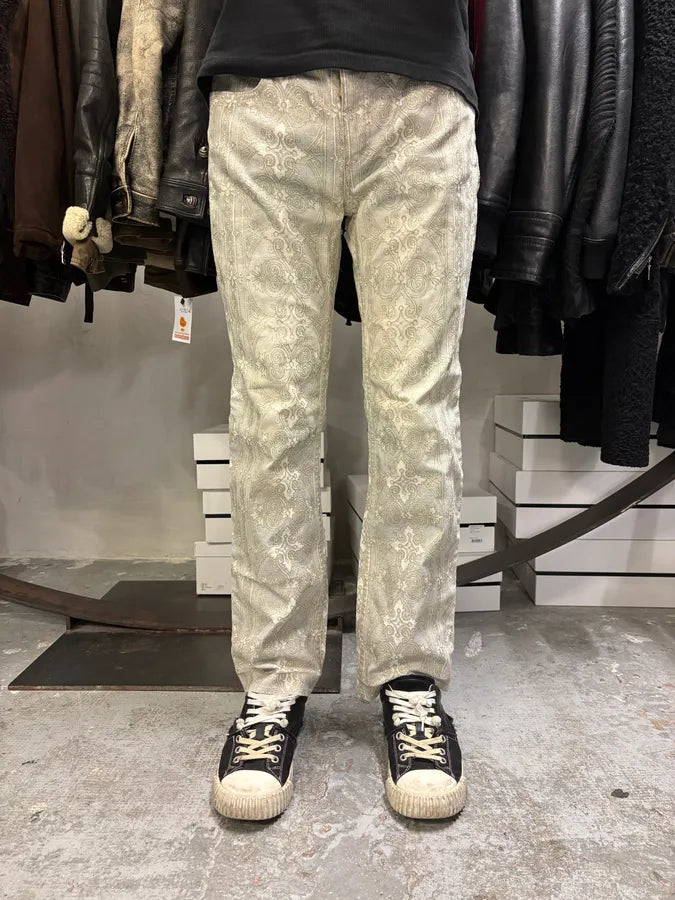 1990s Cavalli Arabic Mozaic Legend Grey Pants JLzsgeL 1