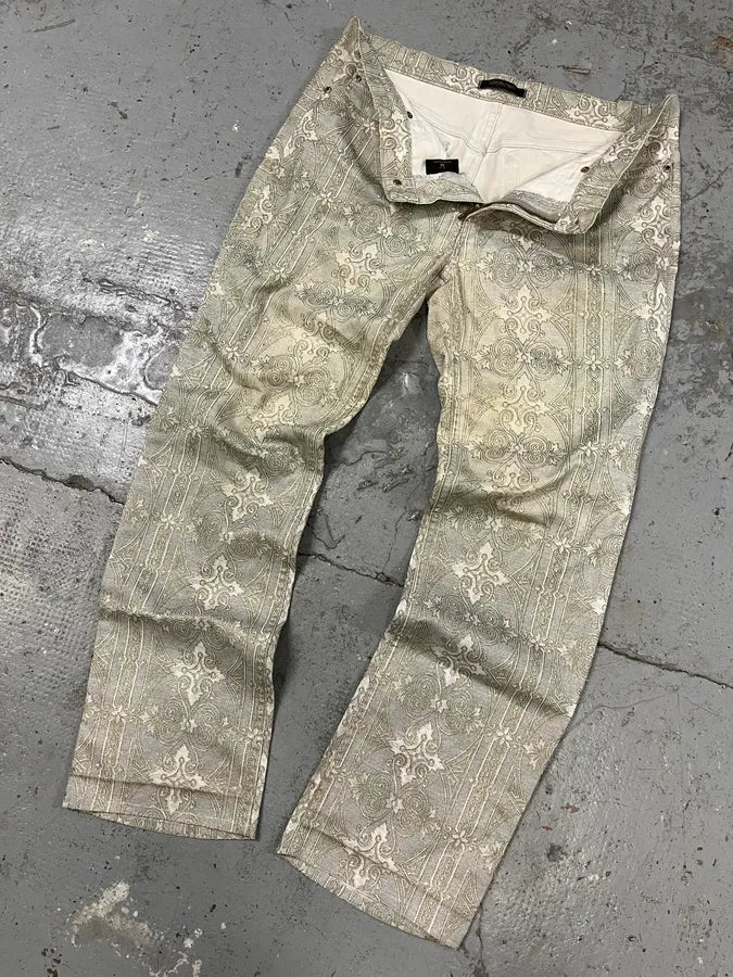 1990s Cavalli Arabic Mozaic Legend Grey Pants JLzsgeL 5