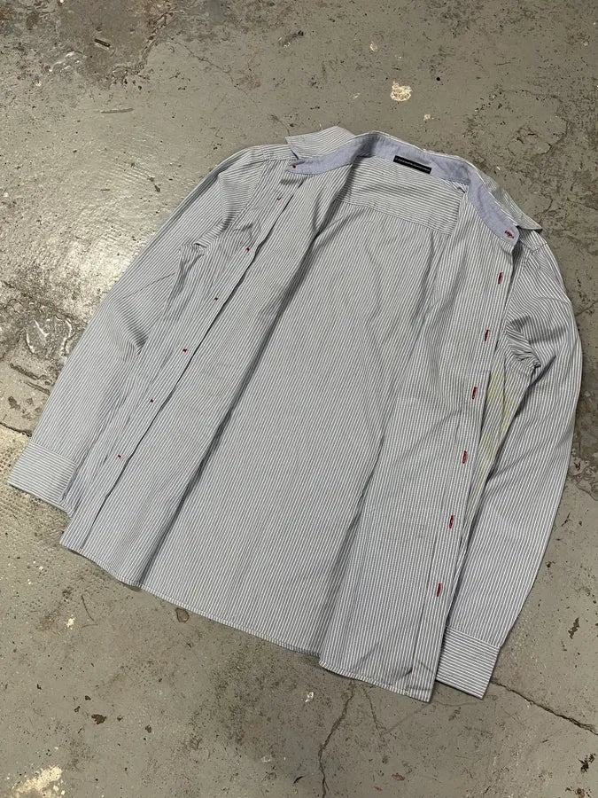 2000s Marithé + François Girbaud Silver Dragon Blue Striped Shirt (M/L) GCCvQTF 4