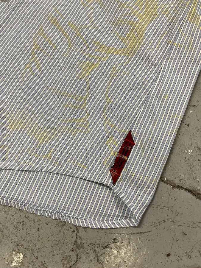 2000s Marithé + François Girbaud Silver Dragon Blue Striped Shirt (M/L) GCCvQTF 6