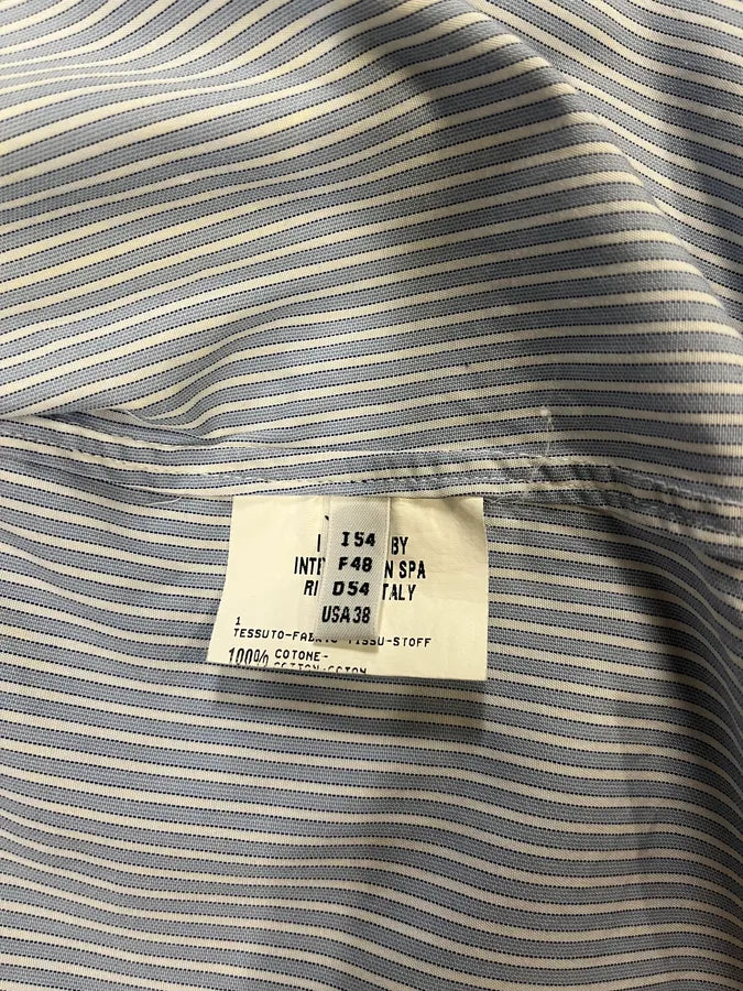 2000s Marithé + François Girbaud Silver Dragon Blue Striped Shirt (M/L) GCCvQTF 8