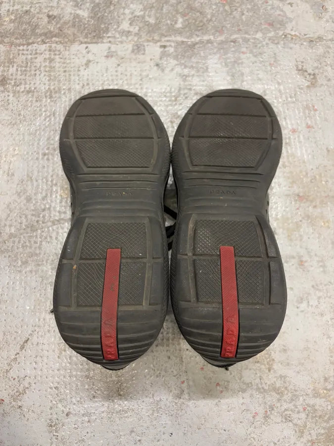 2000s Prada America’s Cup Black Satin Leather Shoes (42.5eu/us9) OxlLKIF 7