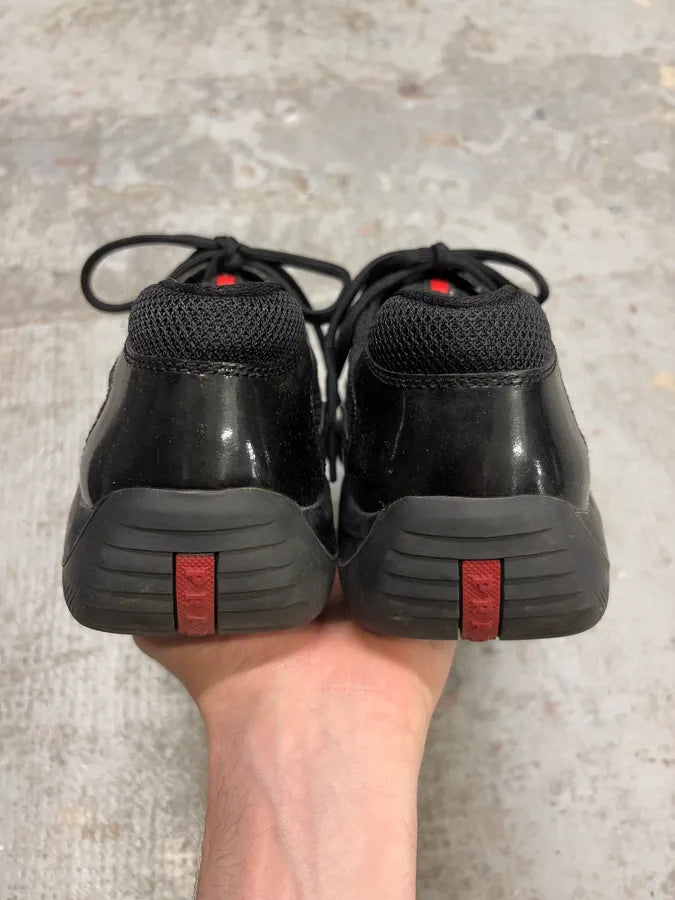 2000s Prada America’s Cup Black Satin Leather Shoes (42.5eu/us9) OxlLKIF 6