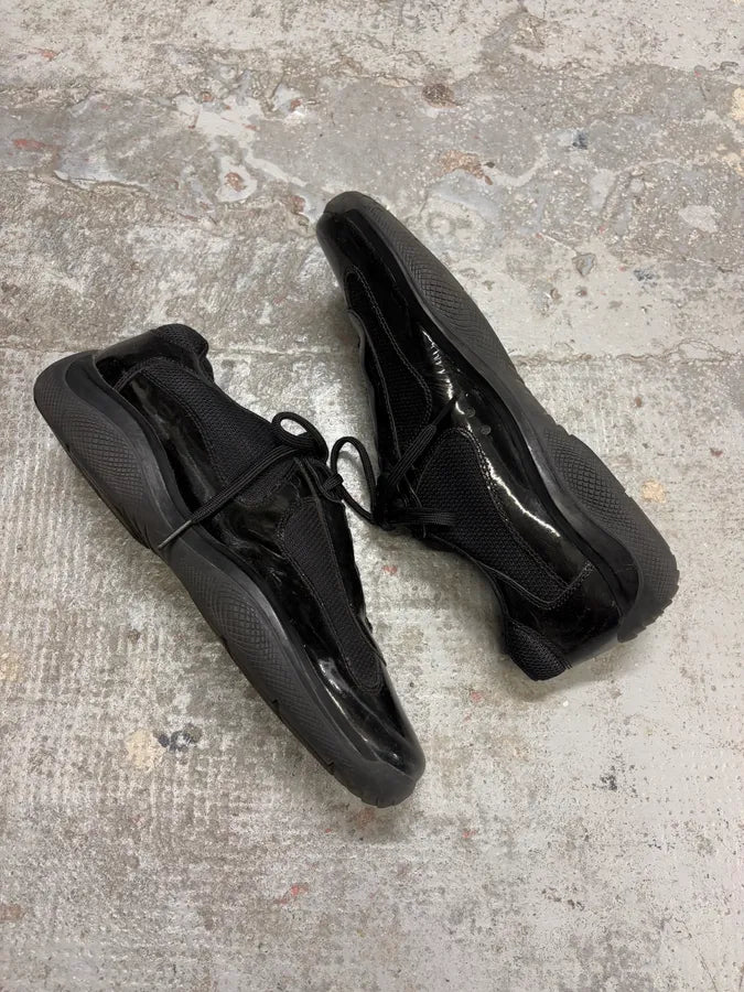 2000s Prada America’s Cup Black Satin Leather Shoes (42.5eu/us9) OxlLKIF 5