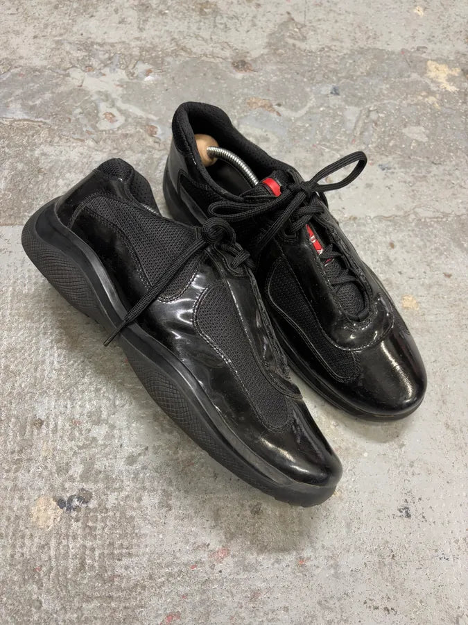 2000s Prada America’s Cup Black Satin Leather Shoes (42.5eu/us9) OxlLKIF 4