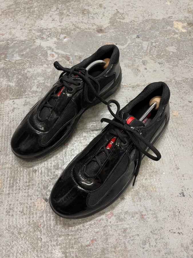 2000s Prada America’s Cup Black Satin Leather Shoes (42.5eu/us9) OxlLKIF 2
