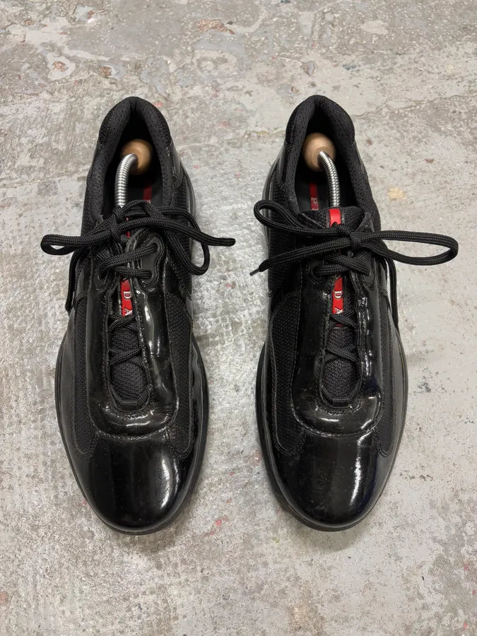 2000s Prada America’s Cup Black Satin Leather Shoes (42.5eu/us9) OxlLKIF 1