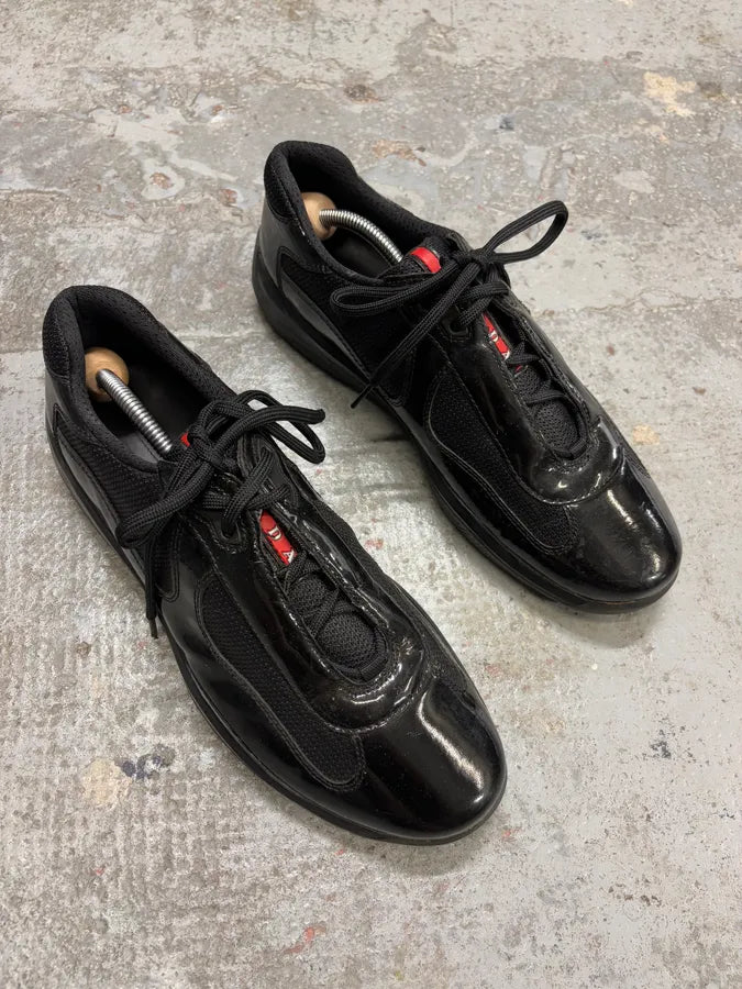 2000s Prada America’s Cup Black Satin Leather Shoes (42.5eu/us9) OxlLKIF 3