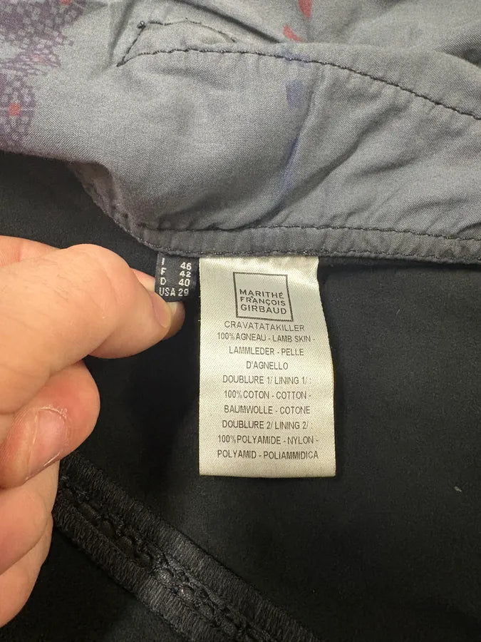 2000s Marithé + François Girbaud Black Leather Buttoned Samurai Jacket (S) muCmhdi 9