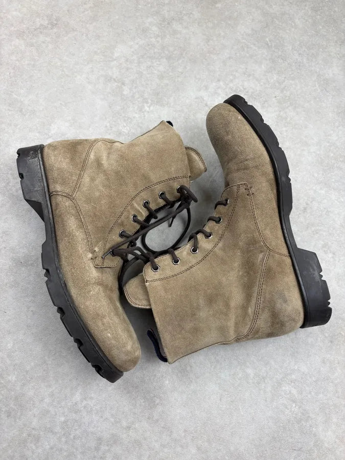 Moncler Beige Suede Leather Combat Boots PgebepB 5