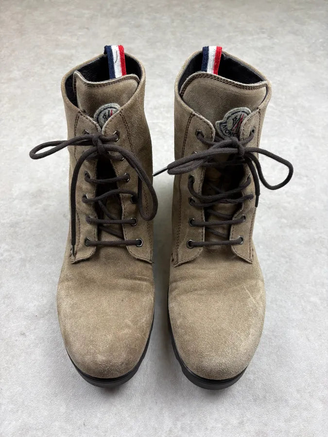 Moncler Beige Suede Leather Combat Boots PgebepB 1