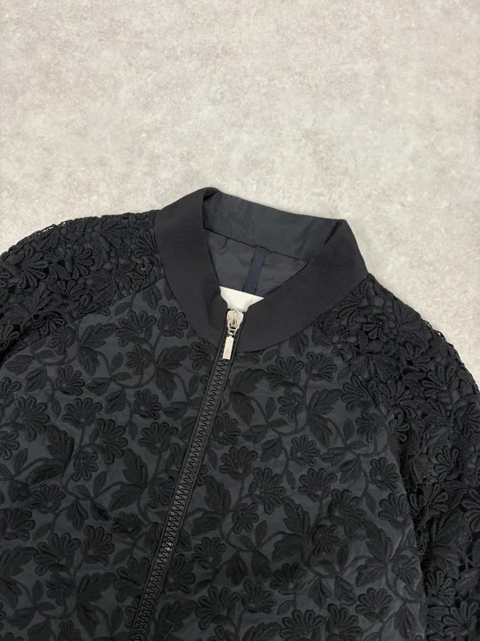 Moncler Black Flowers Embroidered Light Jacket ADgIwrL 3