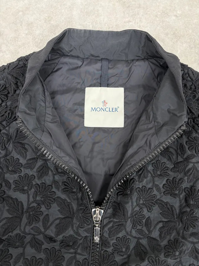 Moncler Black Flowers Embroidered Light Jacket ADgIwrL 4