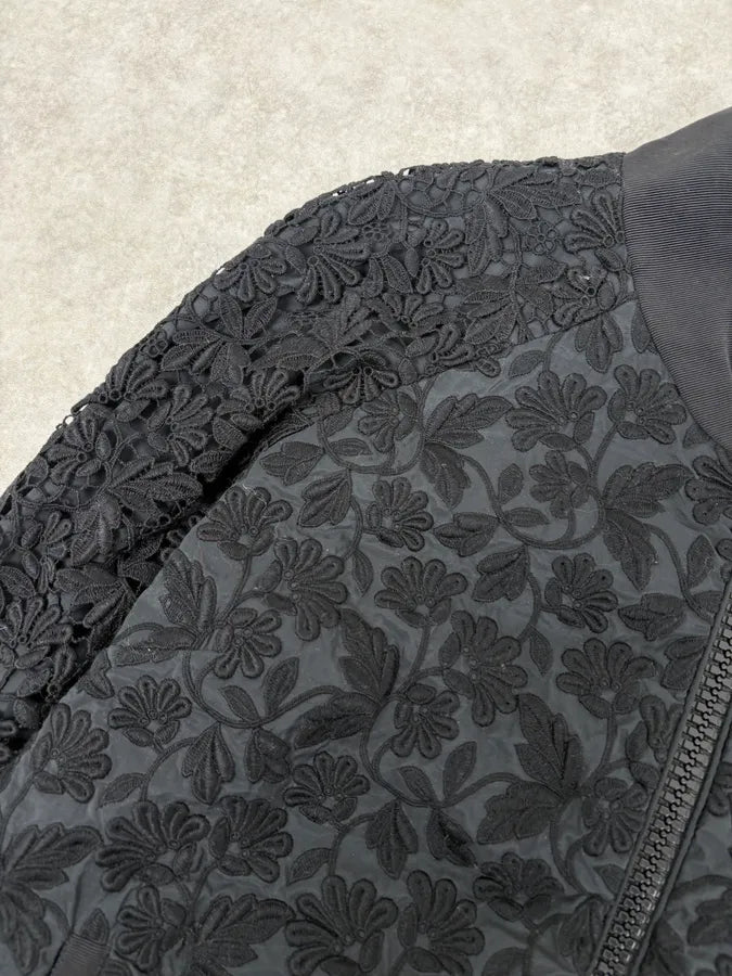 Moncler Black Flowers Embroidered Light Jacket ADgIwrL 7