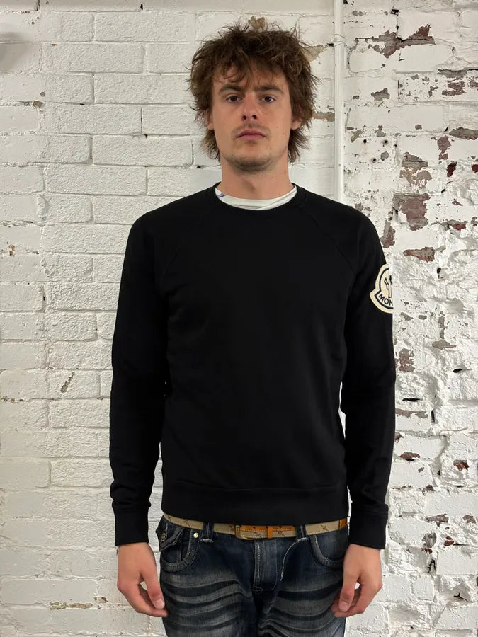 Moncler Black Logo Crewneck Sweater iWgHWTw 1