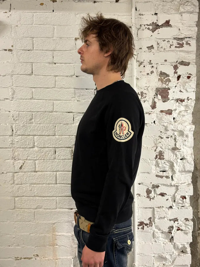 Moncler Black Logo Crewneck Sweater iWgHWTw 2