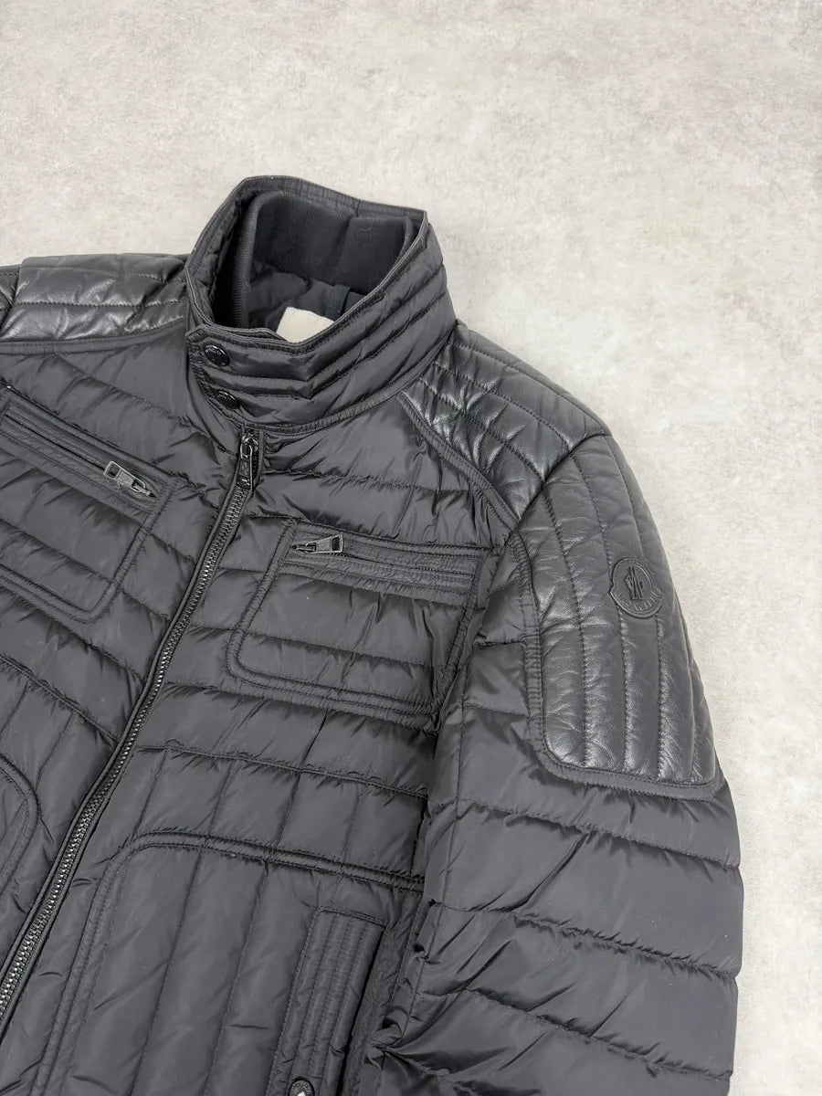 Moncler Black Quilted Leather Padded Puffer Jacket FpXOqXO 11