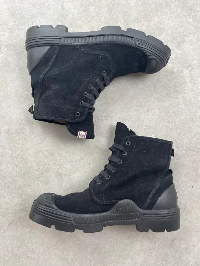 Moncler Black Suede Lace Up Combat Boots  tIkxSrj 2