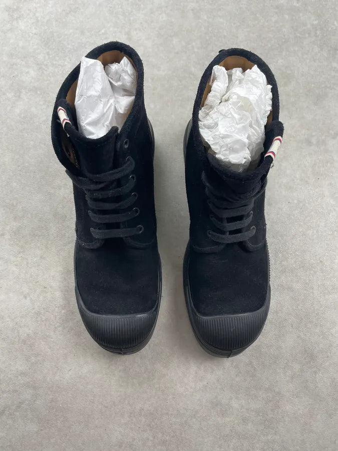 Moncler Black Suede Lace Up Combat Boots  tIkxSrj 3