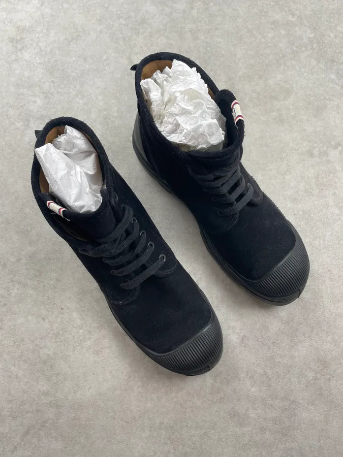 Moncler Black Suede Lace Up Combat Boots  tIkxSrj 4