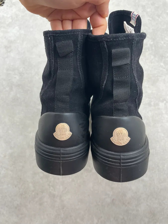 Moncler Black Suede Lace Up Combat Boots  tIkxSrj 6