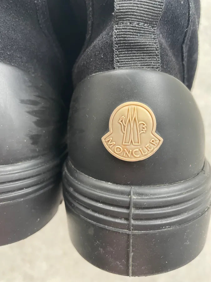 Moncler Black Suede Lace Up Combat Boots  tIkxSrj 7