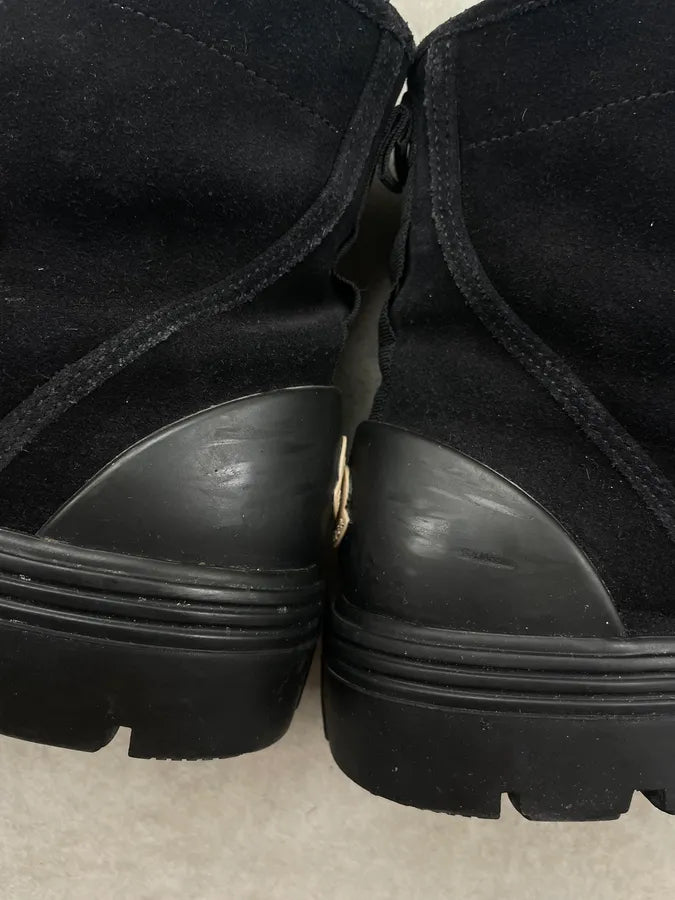 Moncler Black Suede Lace Up Combat Boots  tIkxSrj 8