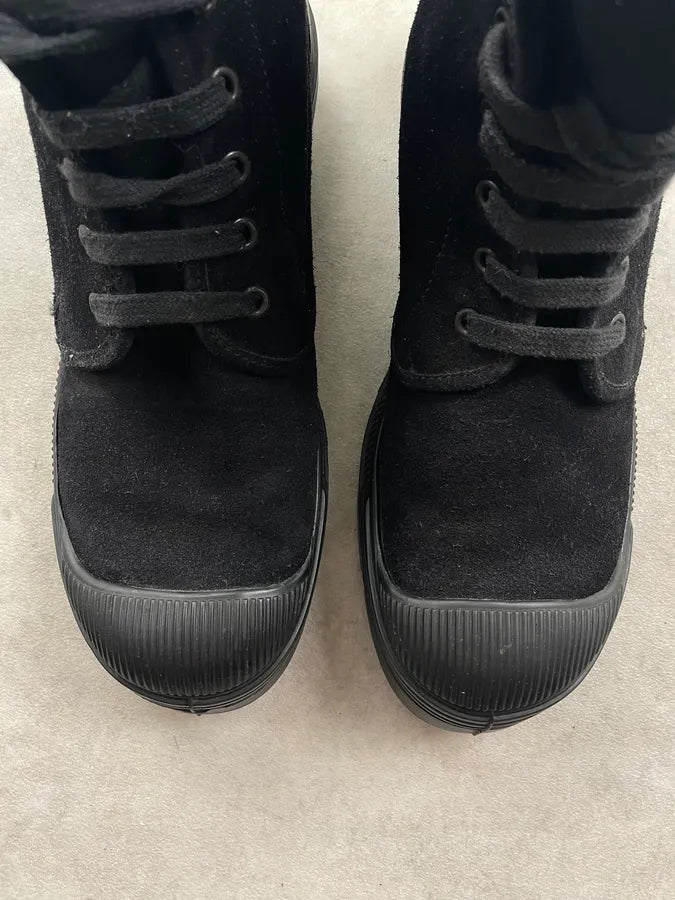 Moncler Black Suede Lace Up Combat Boots  tIkxSrj 9