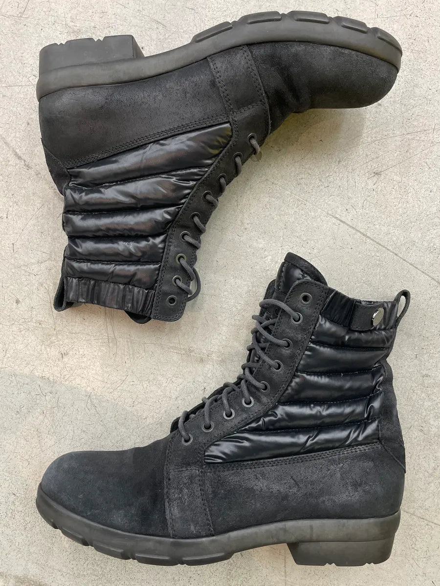 Moncler Black Suede Quilted Lace-Up Boots JBNHQrW 2