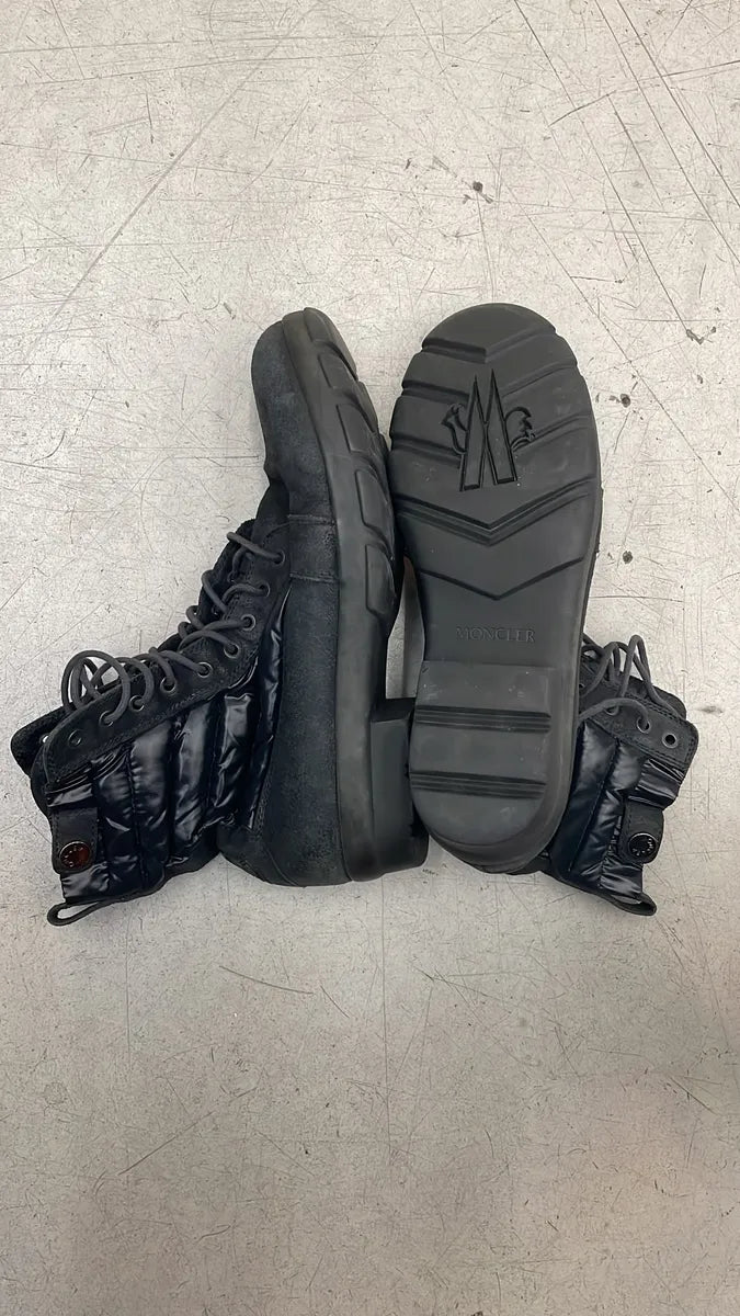 Moncler Black Suede Quilted Lace-Up Boots JBNHQrW 4