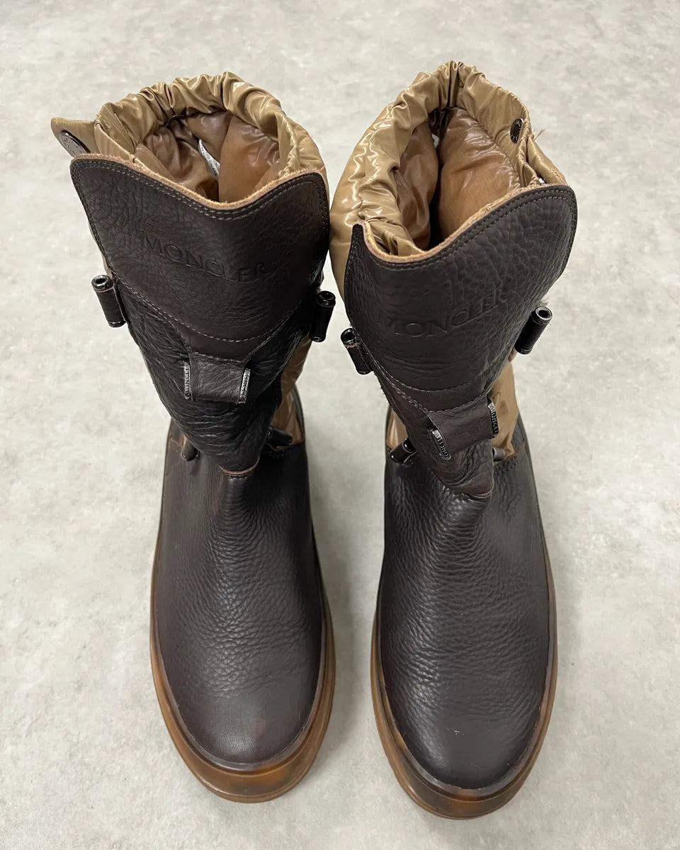 Moncler Brown Leather Beige Quilted Puffer Boots TfLgrGo 2