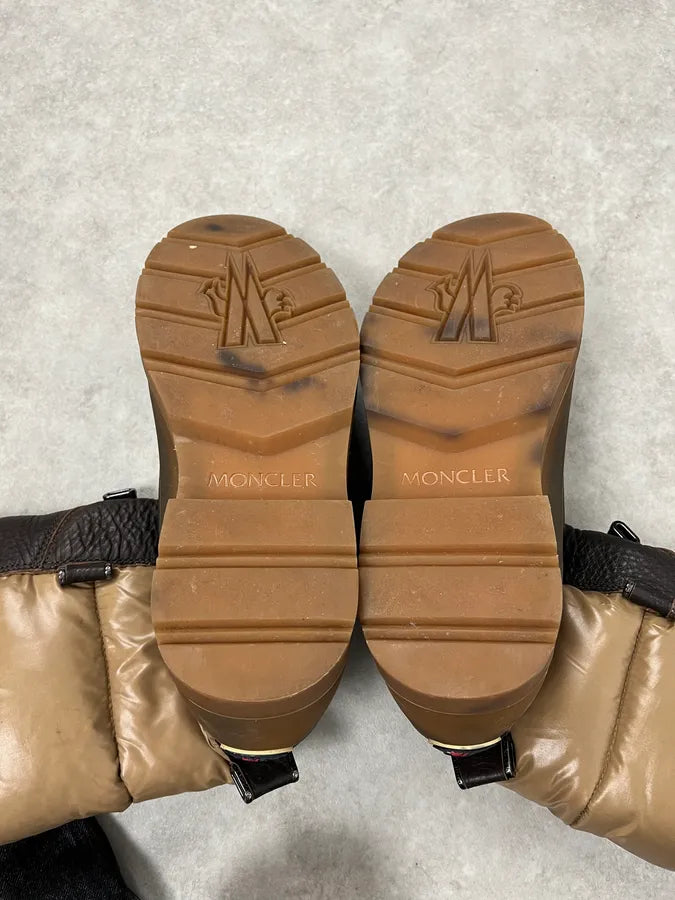 Moncler Brown Leather Beige Quilted Puffer Boots TfLgrGo 6