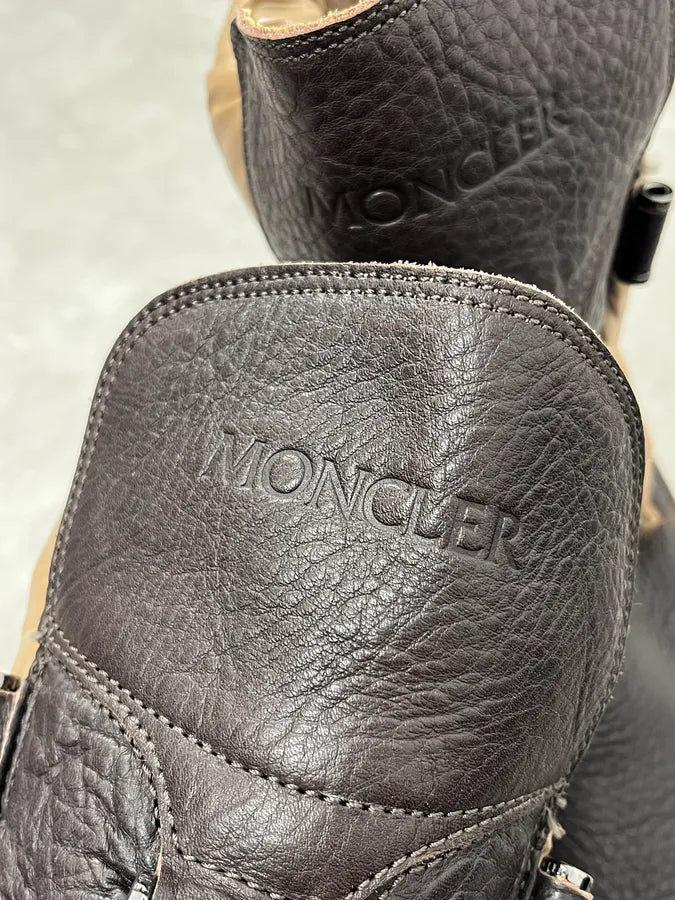 Moncler Brown Leather Beige Quilted Puffer Boots TfLgrGo 7